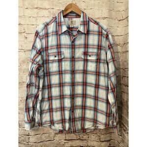 Timberland Shirt Mens Large Multicolor Plaid Button Up Regular Fit Cotton